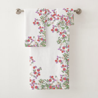 Ensemble rouge vintage de serviette de Bath de