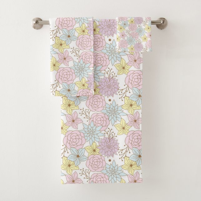 ensemble serviette de bain fleurs de printemps (En situation)