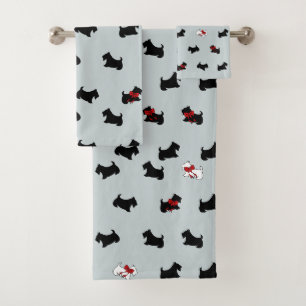 Ensemble serviettes de bain écossais gris pour Noë