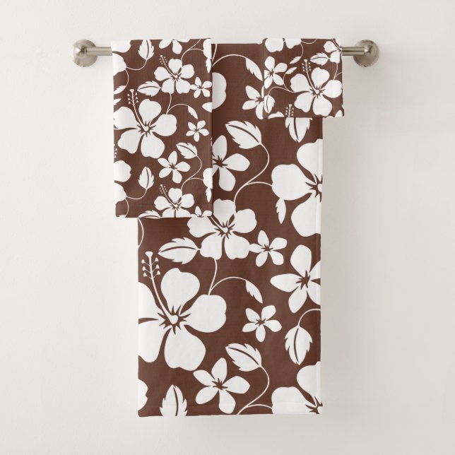 ENSEMBLE SERVIETTES DE BAIN MARRON HULA HAWAIEN (H (En situation)