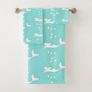Ensemble turquoise de serviette d'Aqua de motif de
