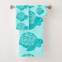 Ensemble turquoise de serviette d'Aqua de motif de