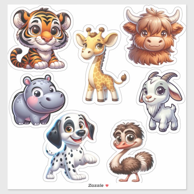 Ensemble unique de stickers animaux 3D (Feuille)