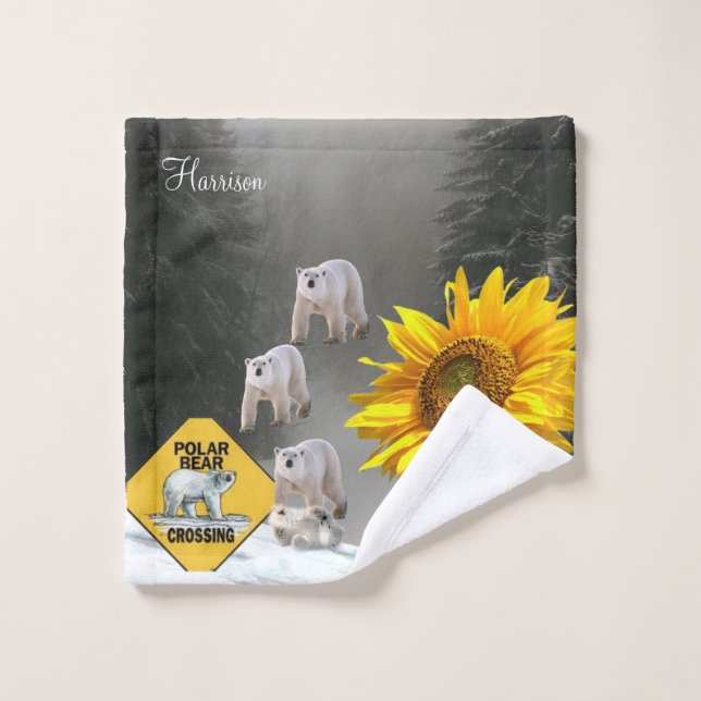 Ensembles de serviettes florales de l'ours polaire (Gant de toilette)