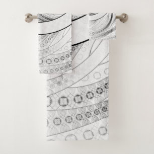 Enso, ein perfekter Schwarzweiss-Zen-Fraktal-Kreis Badhandtuch Set