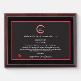 ENSO Essence of Life Certificate of Accomplishment Awardplakette
