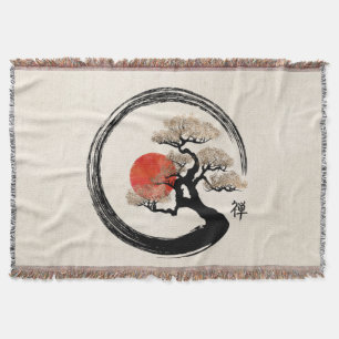 Enso Kreis und Bonsais-Baum auf Leinwand Decke