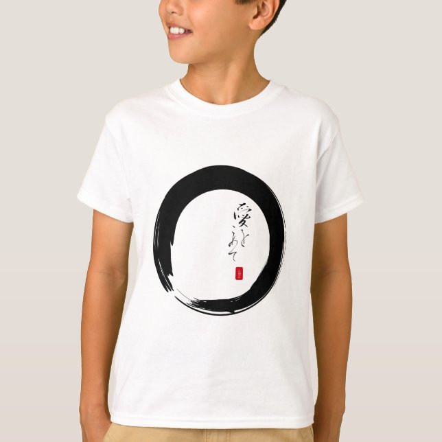 Enso mit Kanji "Mit Liebe" T-Shirt (Vorderseite)