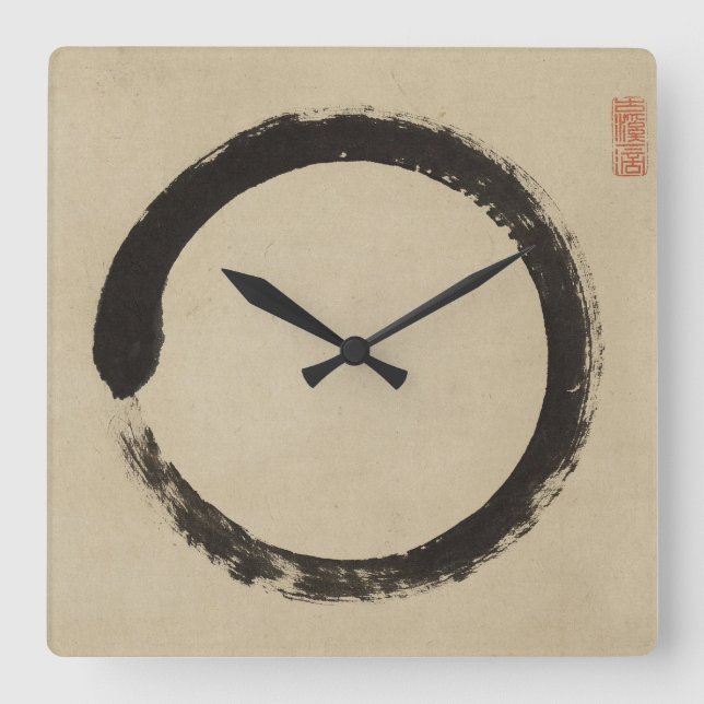 Enso von Taido Shufu Quadratische Wanduhr (Vorderseite)
