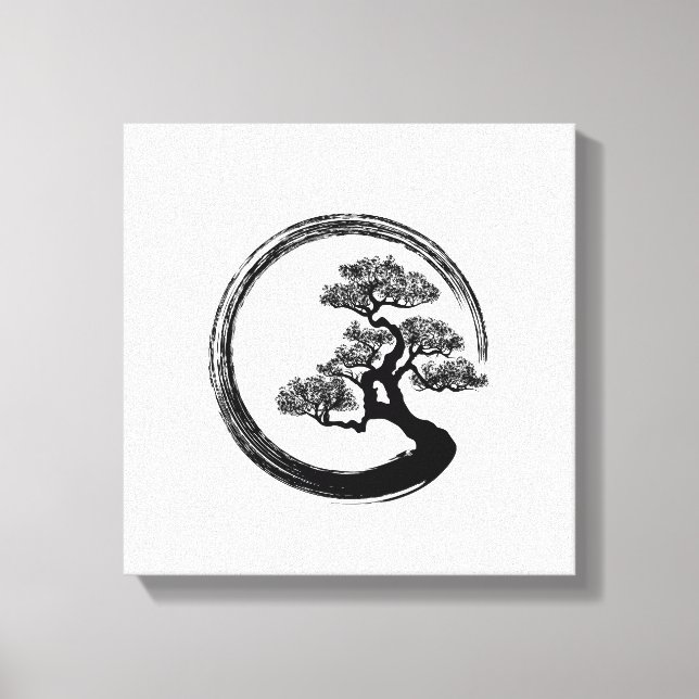 Enso Zen Circle and Bonsai Tree Leinwanddruck (Vorderseite)