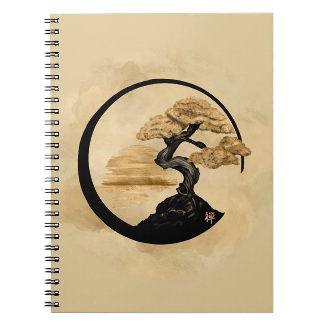 Enso Zen Circle Bonsai - Goldener Sonnenaufgang Notizblock (Vorderseite)