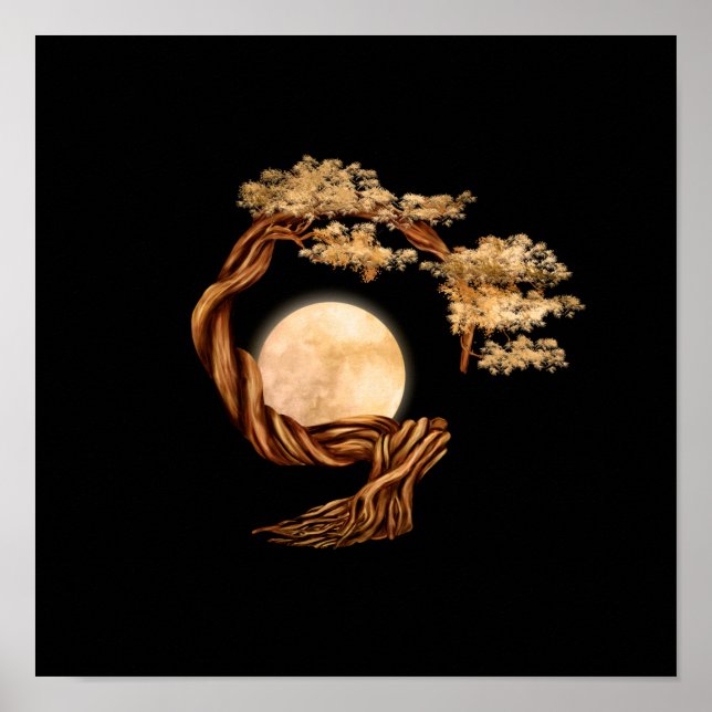 Enso Zen Circle Bonsai Tree Poster (Vorne)