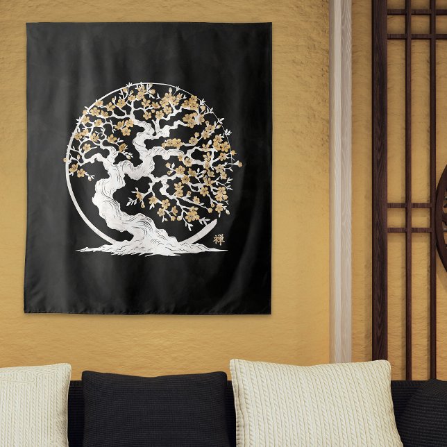 Enso Zen Circle Sakura Wandteppich (Von Creator hochgeladen)