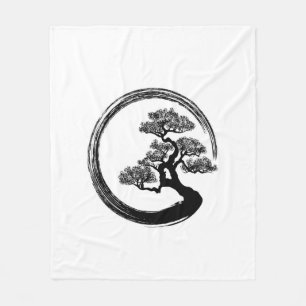 Enso Zen-Kreis und Bonsais-Baum Fleecedecke