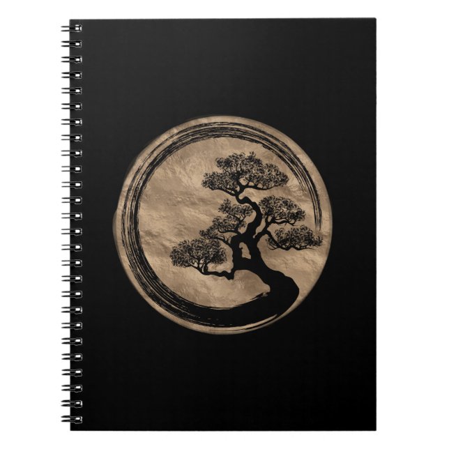 Enso Zen-Kreis und Bonsais-Baum-Gold Notizblock (Vorderseite)