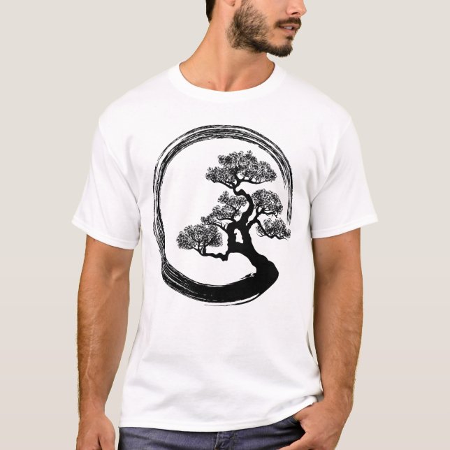 Enso Zen-Kreis und Bonsais-Baum T-Shirt (Vorderseite)
