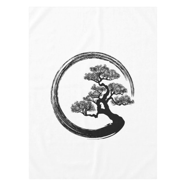 Enso Zen-Kreis und Bonsais-Baum Tischdecke (Vorderseite)