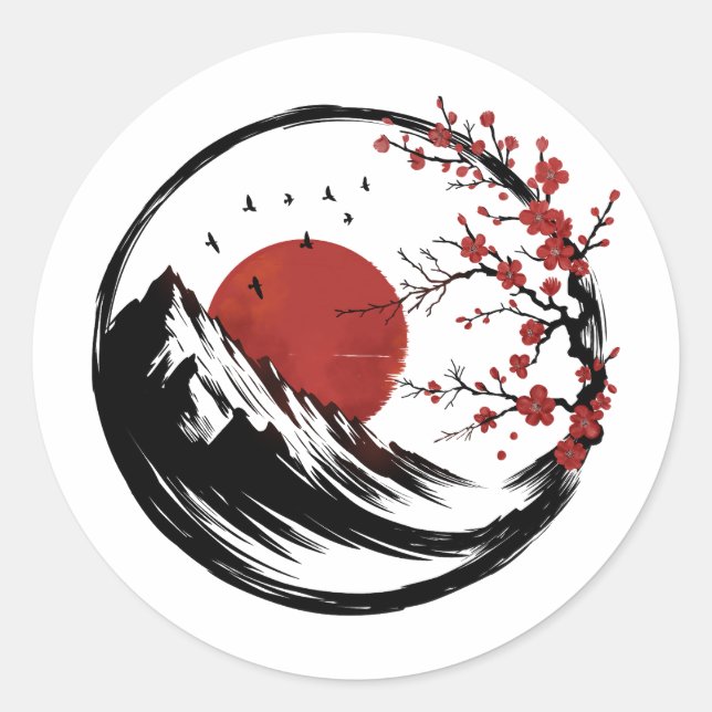 Enso Zen über die Ruhe der Morgendämmerung Runder Aufkleber (Vorderseite)