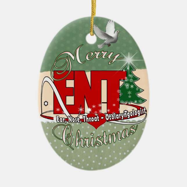 ENT CHRISTMAS Otolaryngologe OHRENNOTENSCHROT Keramikornament (Vorne)