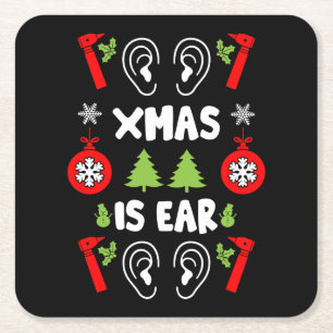 ENT Doctor Christmas Rechteckiger Pappuntersetzer
