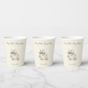 Entchen mit Band Baby Shower Papier Serviette Pappbecher