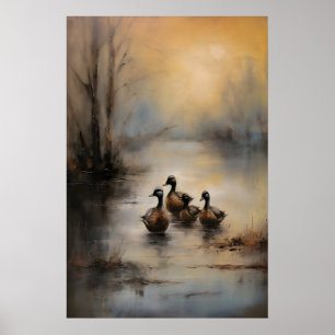 Entchensee-Wildlife-Druck, Dark Academia Poster