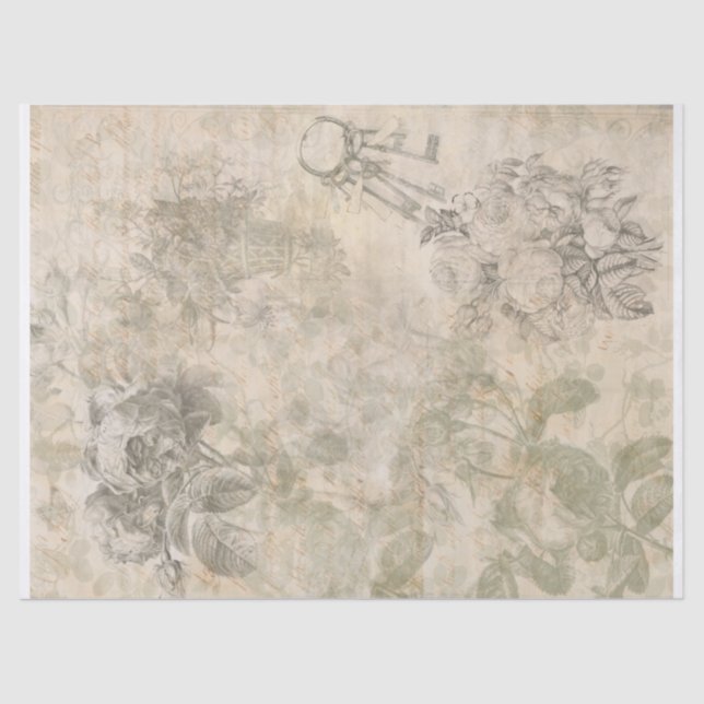 Entcoupage der romanischen Rose Seidenpapier (Vorderseite)