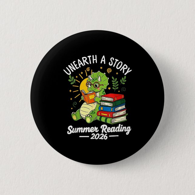 Entdecke eine Geschichte Triceratops Dinosaurier l Button (Vorderseite)
