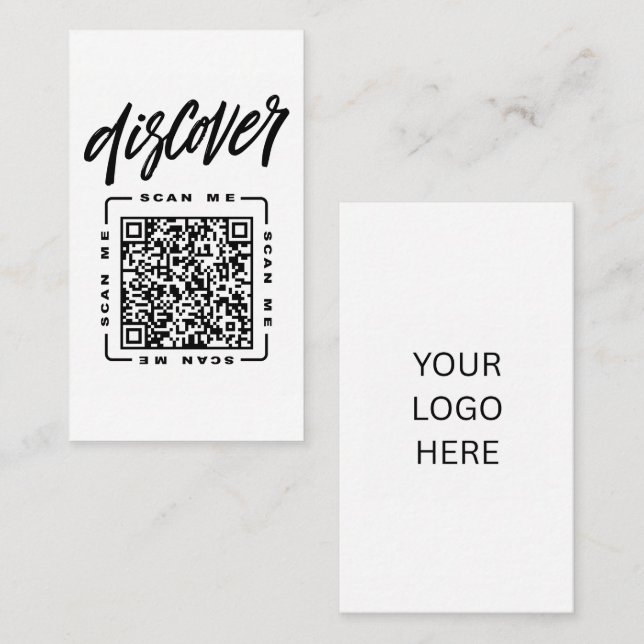 Entdecken  | Anpassbare QR-Code- und Logovorlage Visitenkarte (Vorne/Hinten)