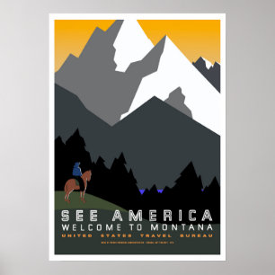 Entdecken Sie Amerika - Willkommen in Montana Poster