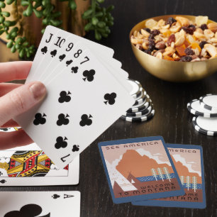 Entdecken Sie Amerika Willkommen in Montana, Vinta Spielkarten
