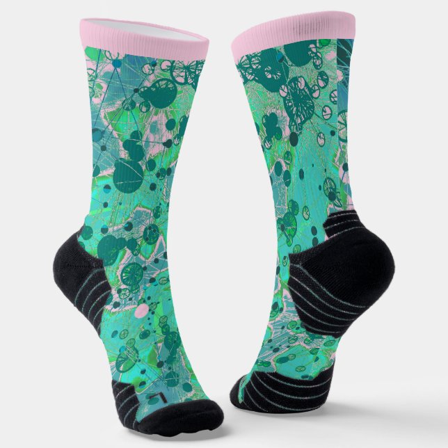 Entdecken Sie Aquamarines abstraktes Design Socken (Gewinkelt)
