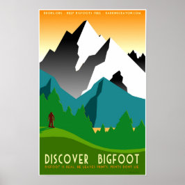 Entdecken Sie Bigfoot in farbenfrohen Bergen Poster