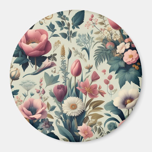 Entdecken Sie das Atemberaubende botanische Muster Magnet (Vorne)
