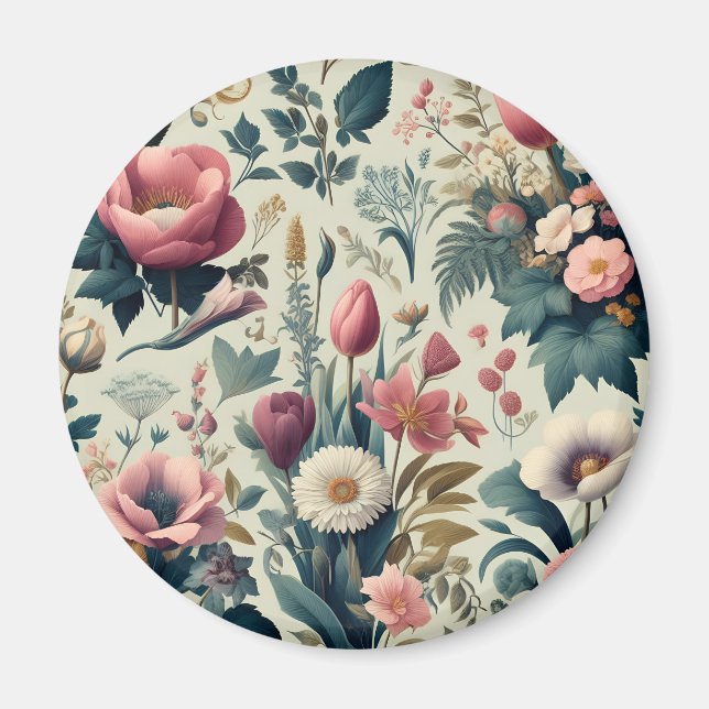 Entdecken Sie das Atemberaubende botanische Muster Magnet (Vorne)