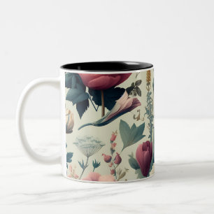 Entdecken Sie das Atemberaubende botanische Muster Zweifarbige Tasse