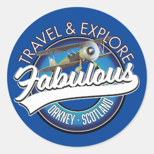 Entdecken Sie das fabelhafte Orkney Scotlands Logo Runder Aufkleber