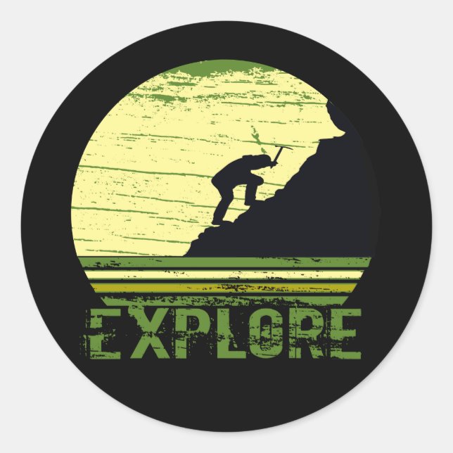 Entdecken Sie das Outdoor-Wanderlogo für Wanderer Runder Aufkleber (Vorderseite)