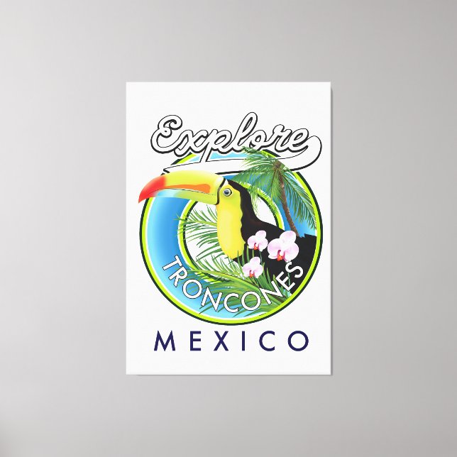 Entdecken Sie das Retro-Logo von Troncones Mexico Leinwanddruck (Vorderseite)