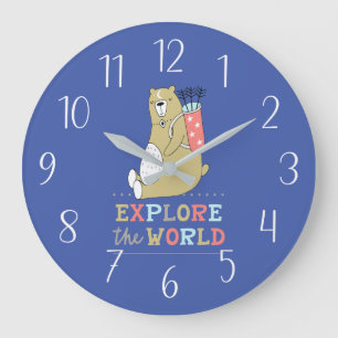 Entdecken Sie den Boho-Bär  Große Wanduhr