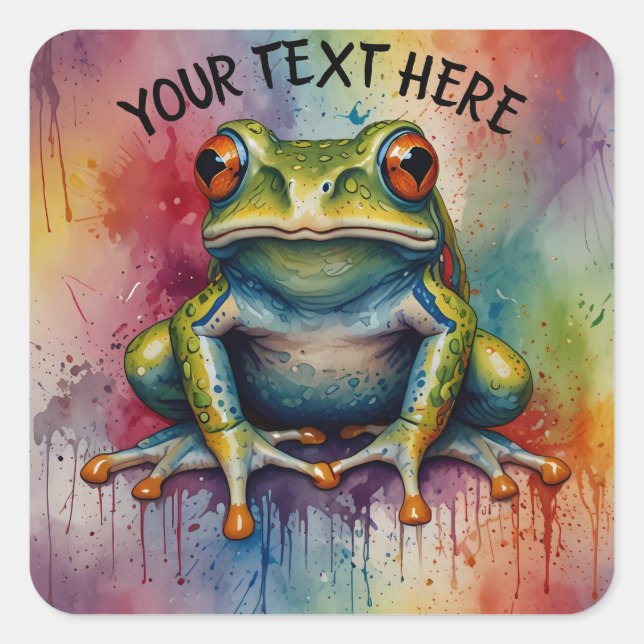 Entdecken Sie den faszinierenden, schönen Frosch Quadratischer Aufkleber (Vorderseite)