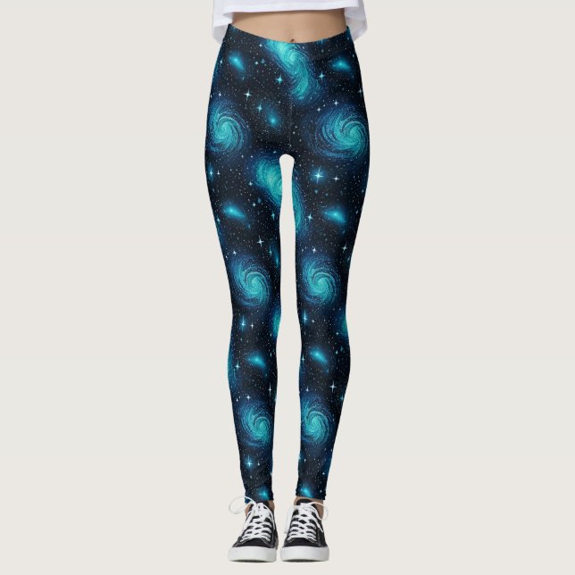 Entdecken Sie den Kosmos in den Leggings der blaue (Vorderseite)