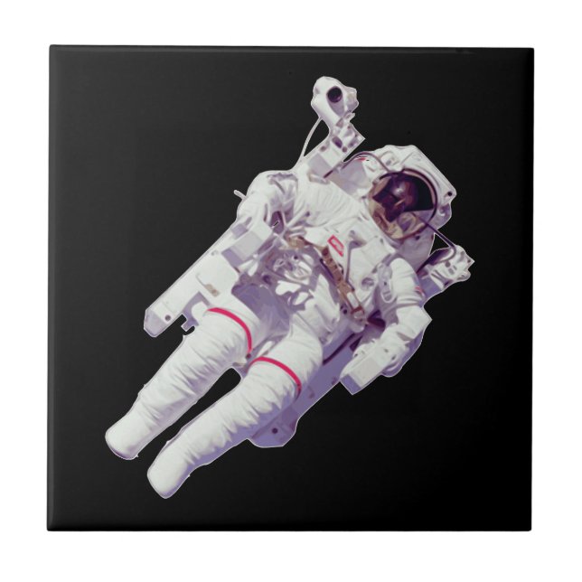 Entdecken Sie den Kosmos: Retro-Astronaut Fliese (Vorderseite)