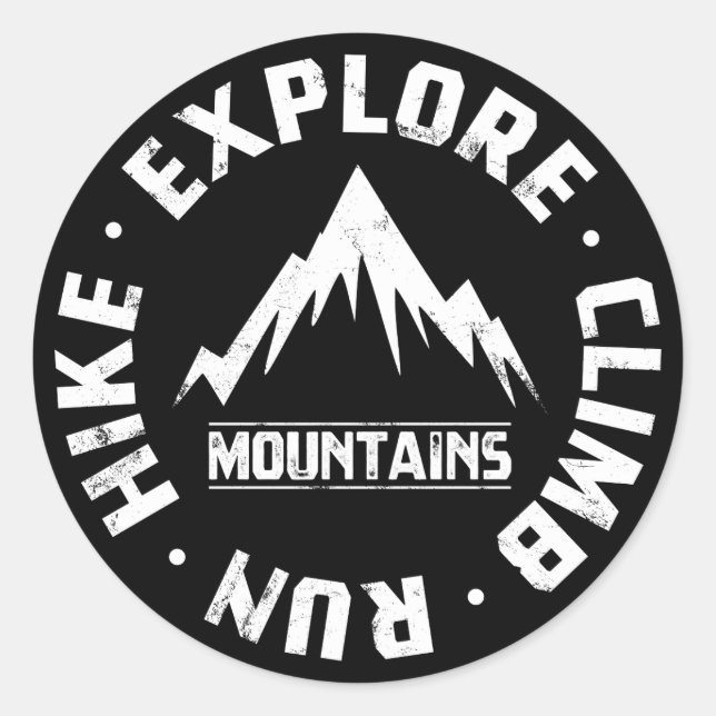 Entdecken Sie die Berge Runder Aufkleber (Vorderseite)