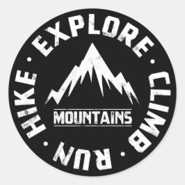Entdecken Sie die Berge Runder Aufkleber