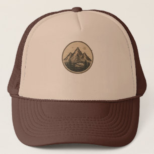 Entdecken Sie die Gipfel – Mountain Vector Emblem Truckerkappe
