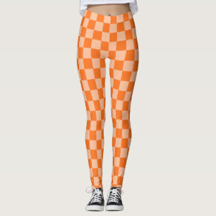Entdecken Sie die Schönheit des orangen Schachbret Leggings