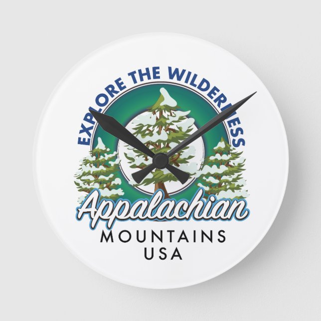 Entdecken Sie die Wilderness Appalachian Mountains Runde Wanduhr (Vorderseite)