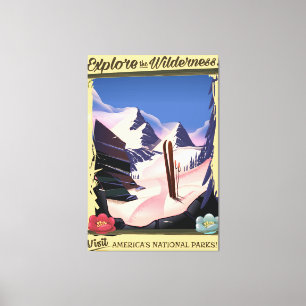 Entdecken Sie die Wildnis! Skiposter Leinwanddruck