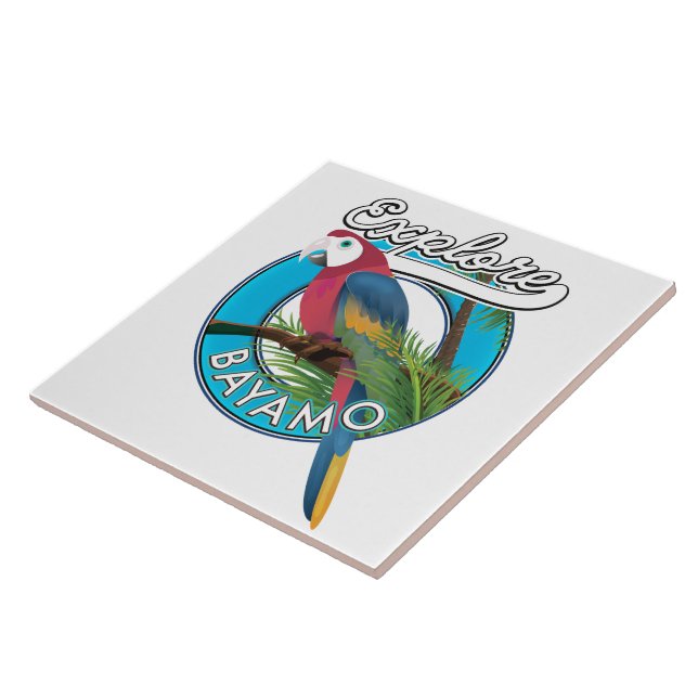 Entdecken Sie Hawaii Retro Logo Keramik Tile Fliese (Seite)